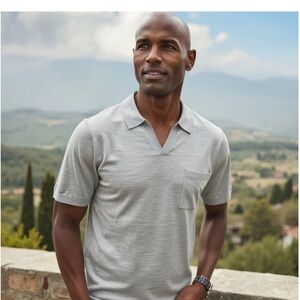 NEW Collars & Co Gray Bellagio Buttonless Short Sleeve
Merino Polo‎ Extra Large
